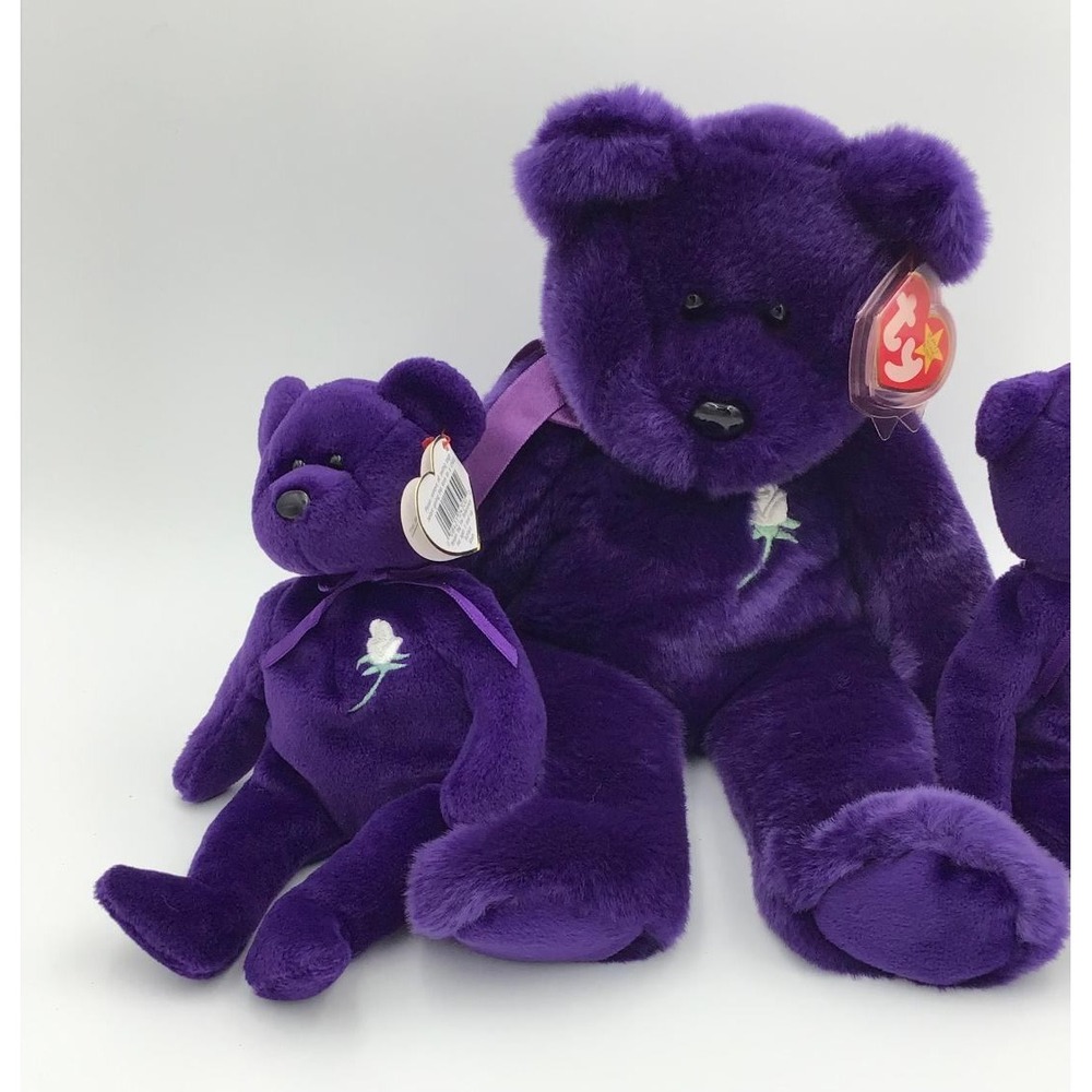 Ty Beanie Babies Princess Diana Plush Bears‎ 1997 PE Pellets Purple (3) Y2K Toys - Picture 3 of 16